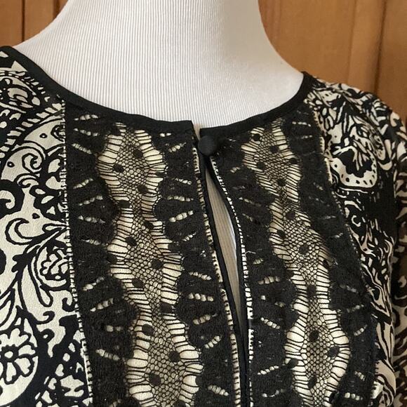 Nanette Lepore 100% Silk Cream & Black Shift Dress, Size 0 - Picture 3 of 12